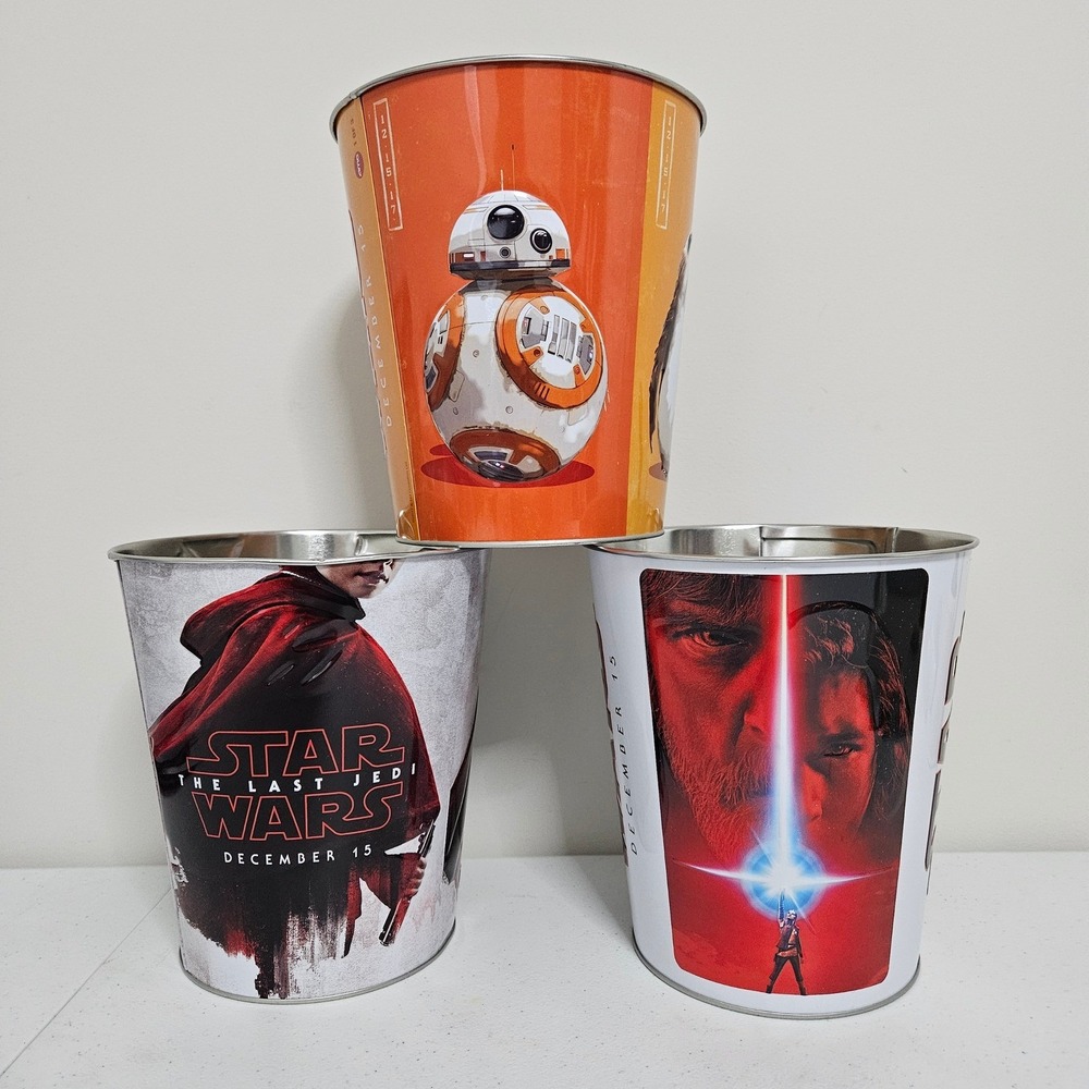AMC Star Wars VIII The Last Jedi‎ Popcorn Tin Set of 3 Movie Memorabilia NEW